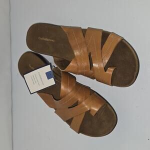 0277 Croft‎ and Barrow Slides Flat Shoes brown toe strap Womens Size 9.5M